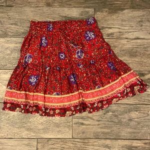 Red floral bohemian dress. Small, 2.